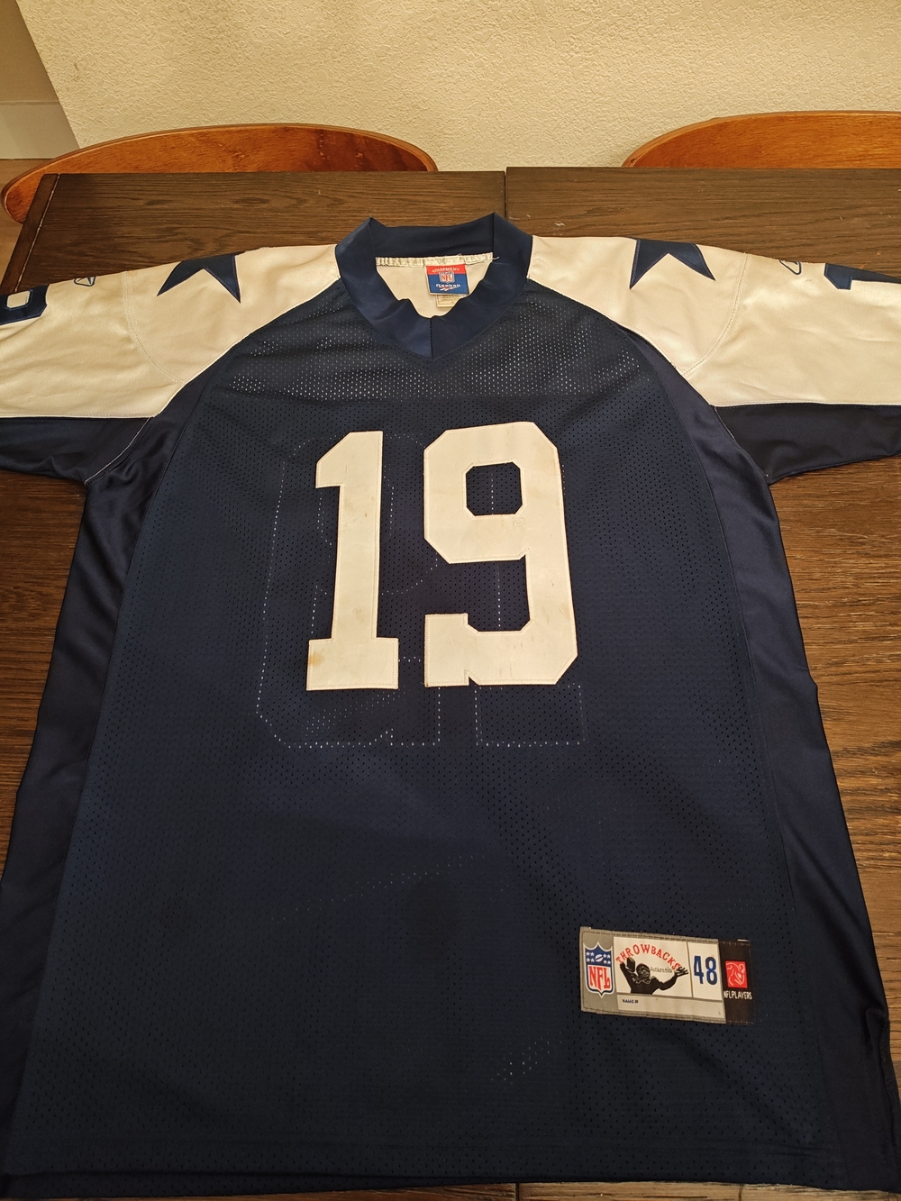 Reebok Men’s Navy and White Football Jersey #0073